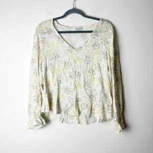 LUCKY BRAND • Women’s Floral Printed Ruffle Hemline Viscose Lightweight Blouse